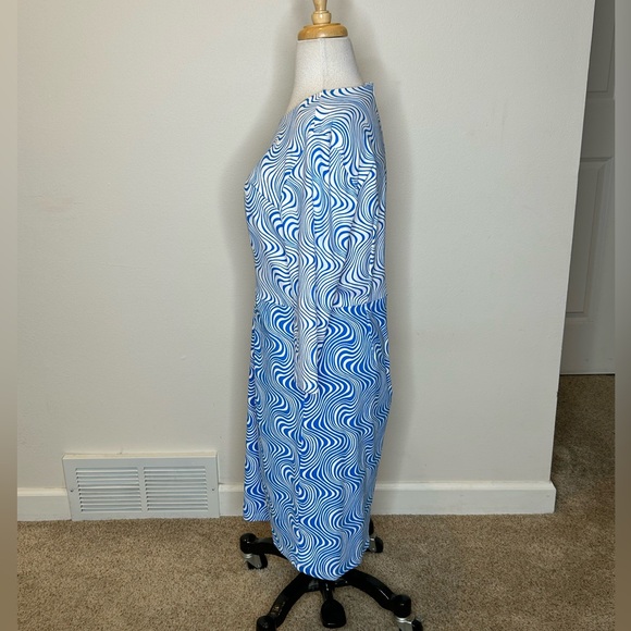 J. McLaughlin Blue and White Swirl Pattern Dress Size L - Picture 6 of 11